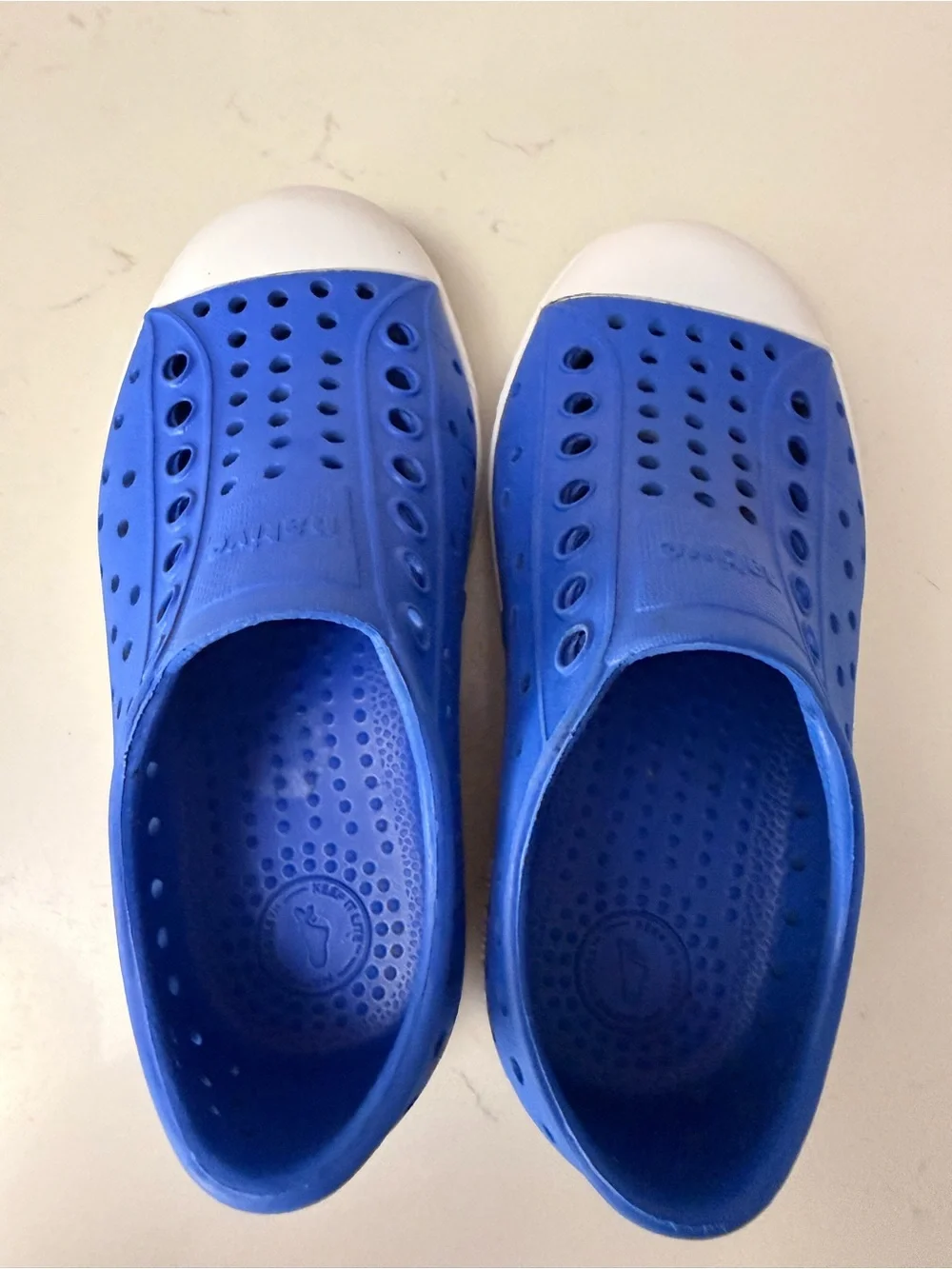 Native Kids Water Shoe in Blue and White - Slip-On EVA